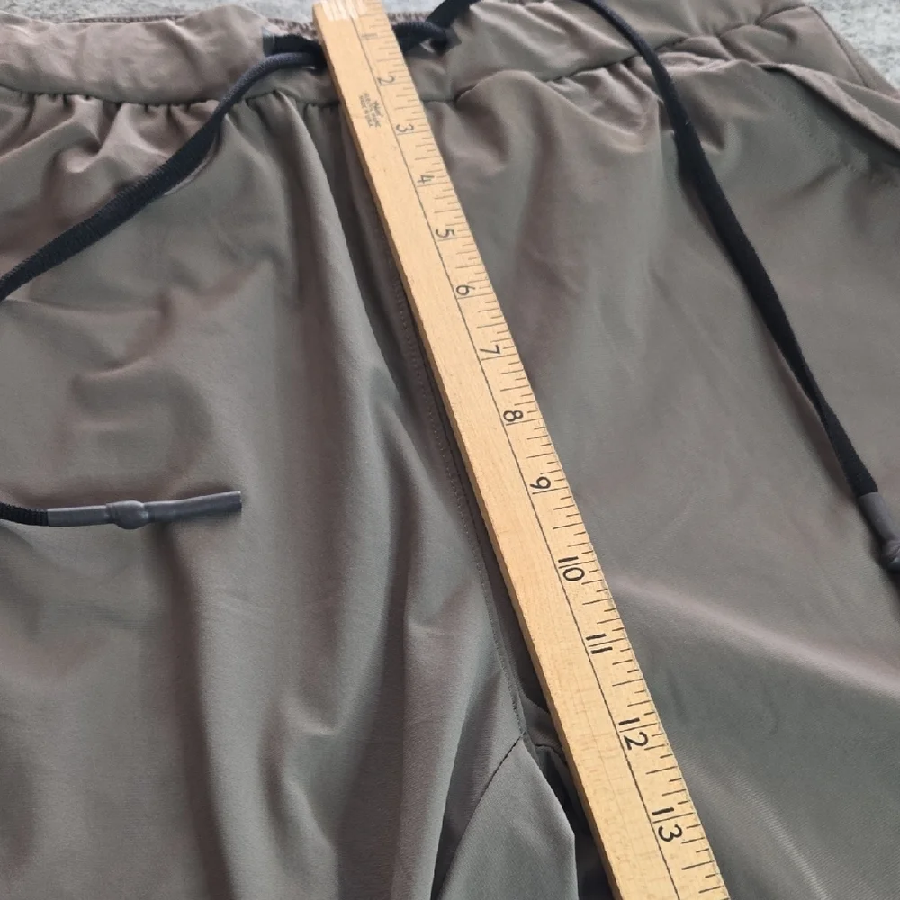 ASRV Men's Medium Tannish Gray Black Trim Active Drawstring Cargo Jogger Pants - Picture 10 of 15